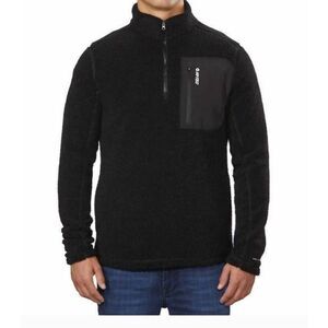 Mens Hi-Tec Black Sherpa Boucle Fleece Zip Pullover Sweater Sweat Shirt XXL
